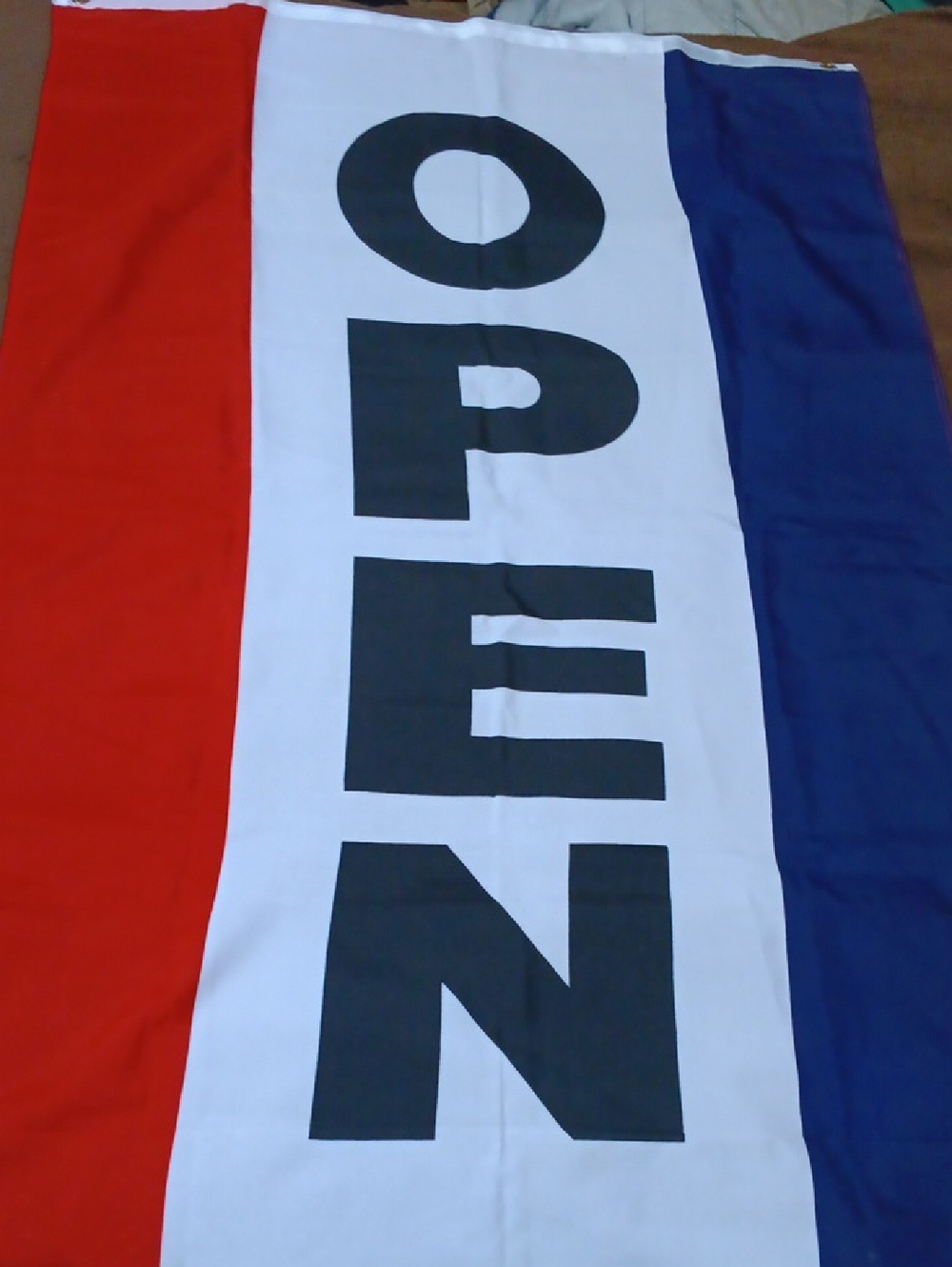 Large Vertical 'OPEN'  'CLOSED' Store FLAGD in Red, White & Blue 58x36 Approx